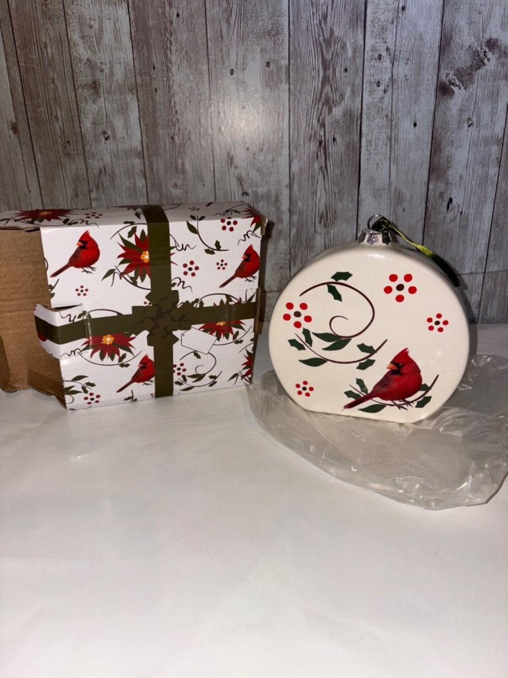 Temptations by Tara Cardinal Ornament With Guacamole Recipe Ceramic Gift Box